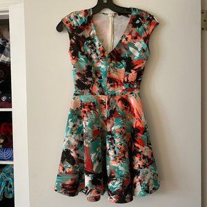 Aqua Pink and Teal Tea Dress